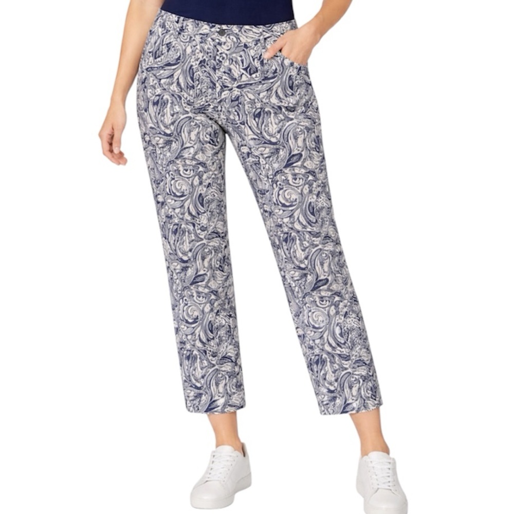 Talbots Perfect Crop navy & white paisley pants women’s 12